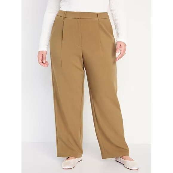 Old Navy Taylor Wide Leg Trouser Pants Women XXL Tall Brown Extra High Rise NEW - Picture 1 of 10